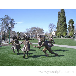 Life Size Bronze Playing Children Statue For Sale